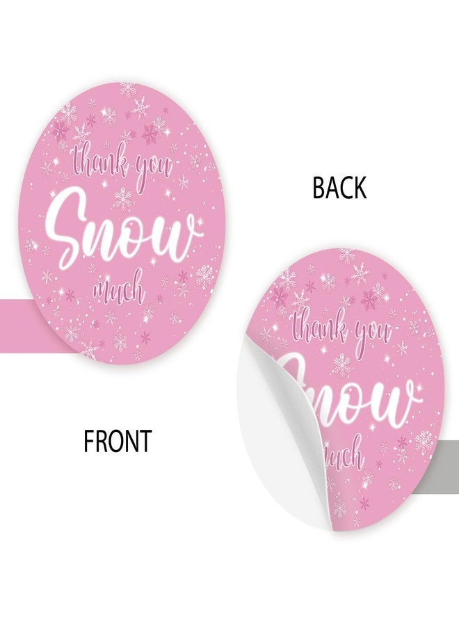 FORSHEEP 80pcs Snowflake Thank You Stickers, Thank You Snow Much Round Stickers, Winter Wonderland Labels, Pink Snowflake Round Labels for Winter/Wedding Party Favors - Image 4